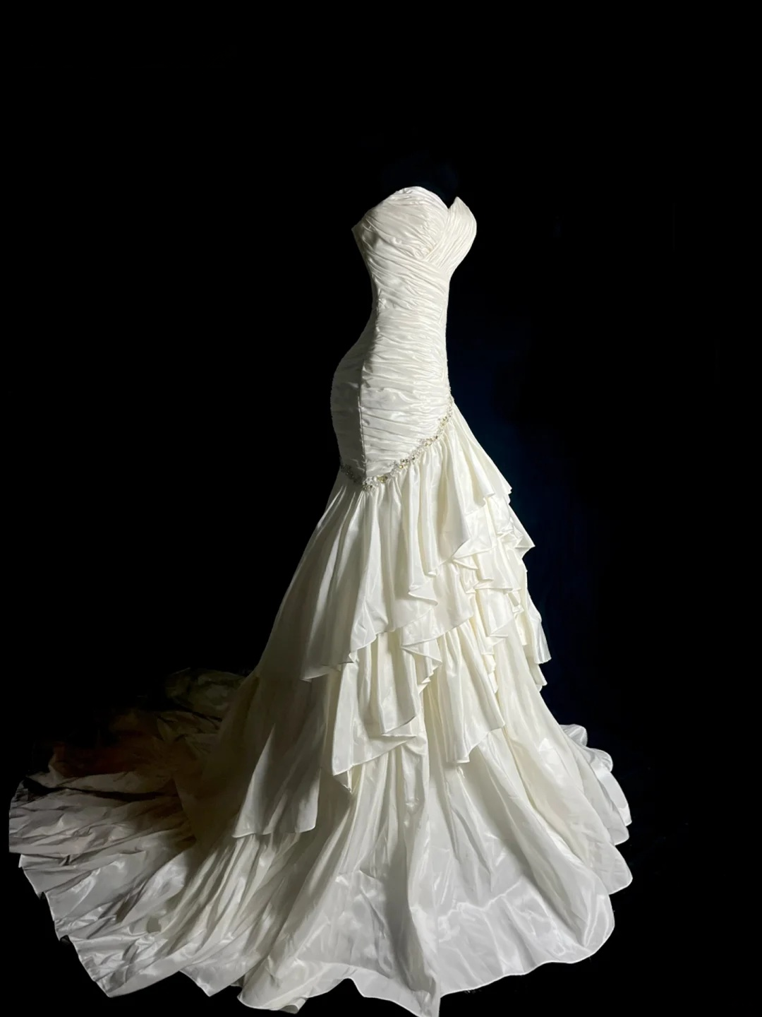 Trägerloses silbernes Vintage-Abendkleid, A-Linie, Geburtstagskleid J9370