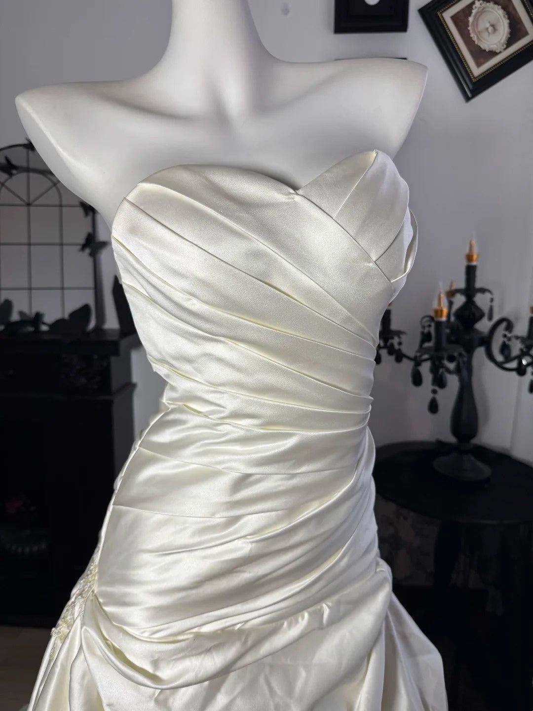 Sweetheart Ivory Satin Wedding Dress Retro Birthday Dress  J10841
