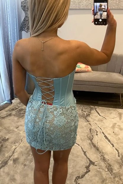 Robe de bal bustier violette en satin avec appliques, robe de soirée formelle J9413