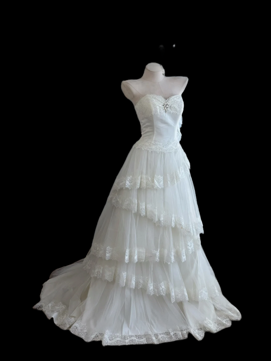 Trägerloses silbernes Vintage-Abendkleid, A-Linie, Geburtstagskleid J9370