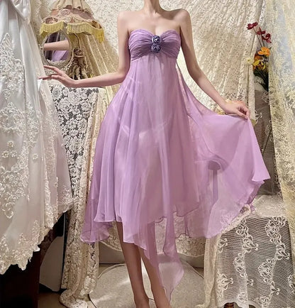 Sweetheart Light Purple Short Dress Chiffon Evening Gown  J10062