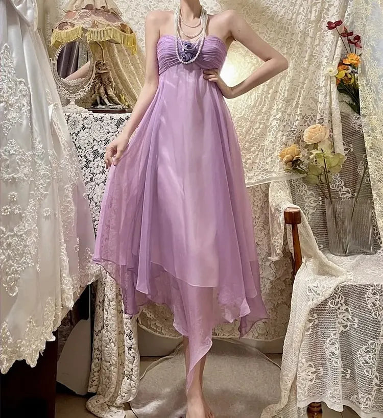 Sweetheart Light Purple Short Dress Chiffon Evening Gown  J10062