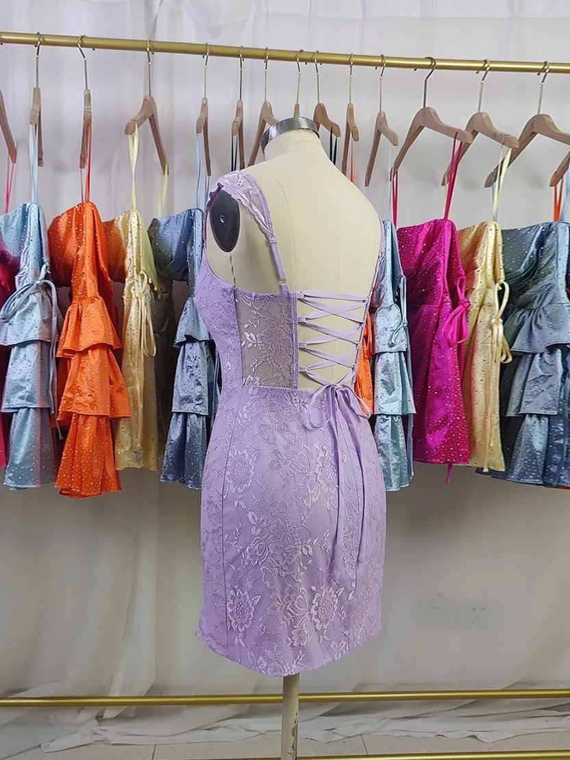 Robe de bal bustier violette en satin avec appliques, robe de soirée formelle J9413