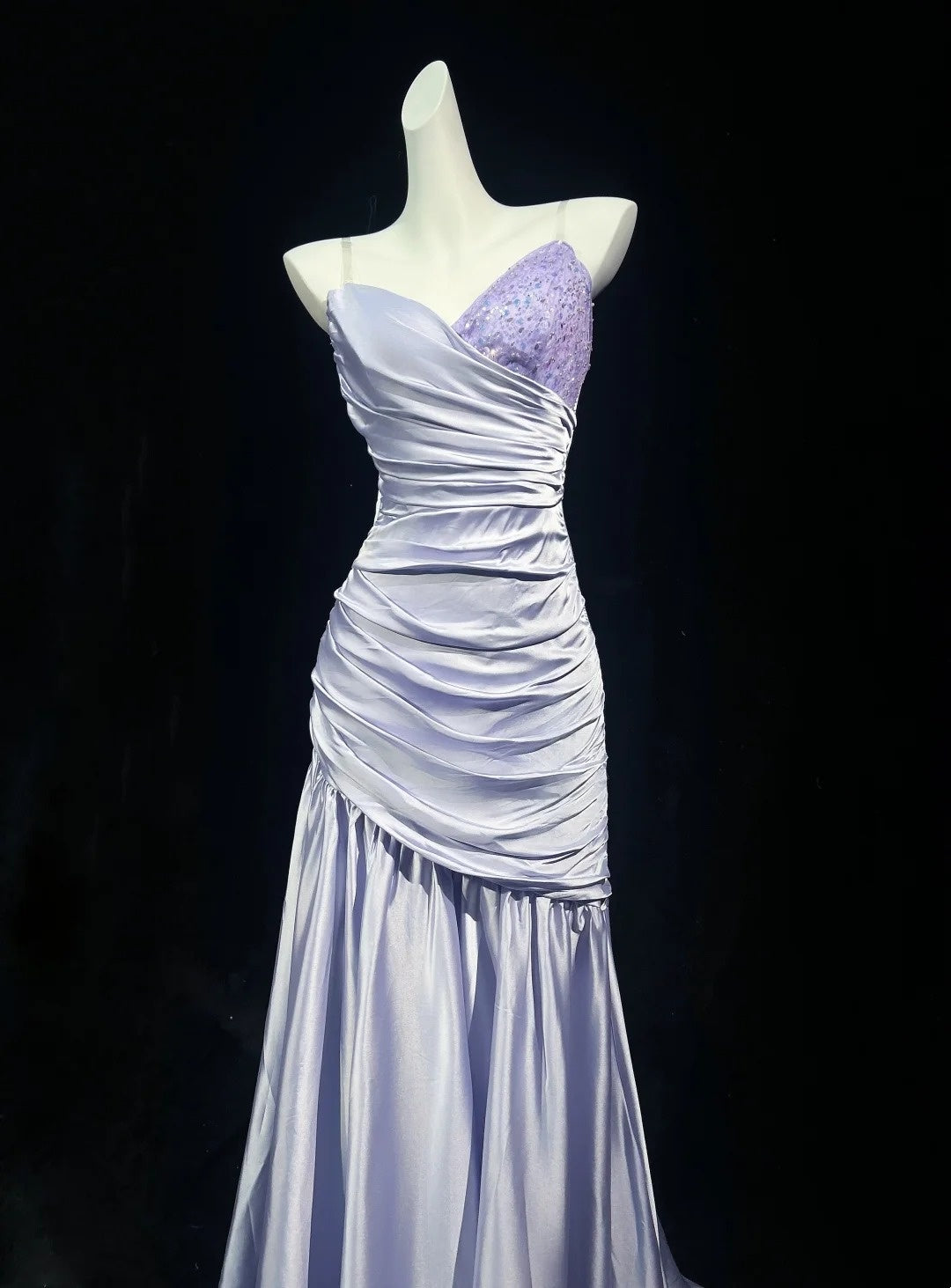Sweetheart Lilac Sheath Formal Prom Dress Satin Evening Gown  J10844