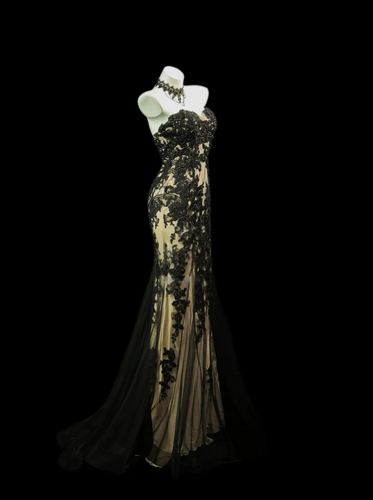 Robe de bal bustier violette en satin avec appliques, robe de soirée formelle J9413