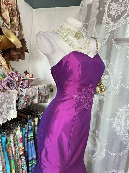 Sweetheart Mermaid Fuchsia Prom Dress Retro Evening Gown  J11020