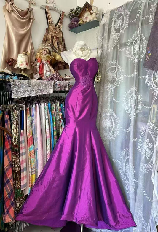 Sweetheart Mermaid Fuchsia Prom Dress Retro Evening Gown  J11020