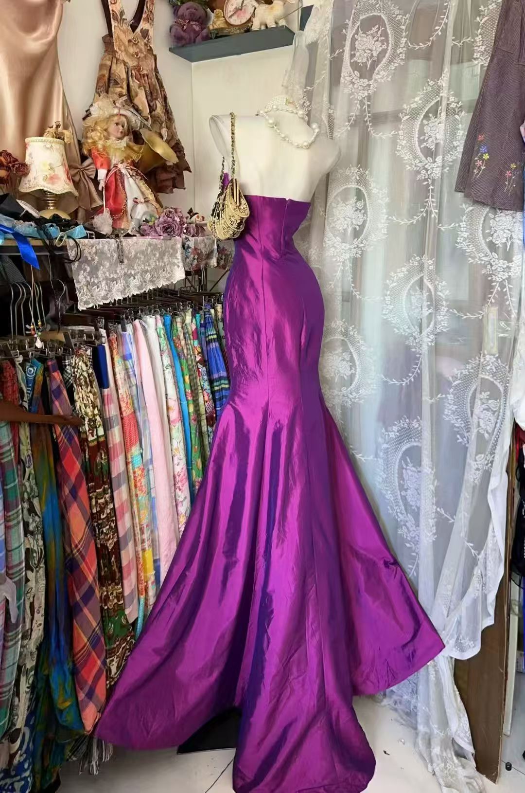 Sweetheart Mermaid Fuchsia Prom Dress Retro Evening Gown  J11020
