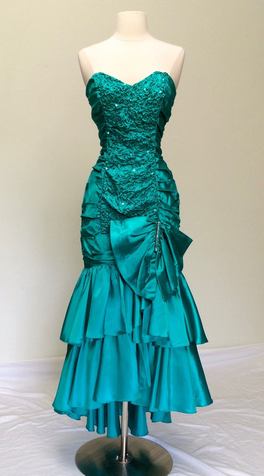 Sweetheart Mermaid Satin Prom Dress Retro Evening Gown With Bow Knot  J11681