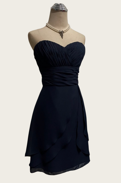 Sweetheart Navy Blue Chiffon Homecoming Dress  J10393