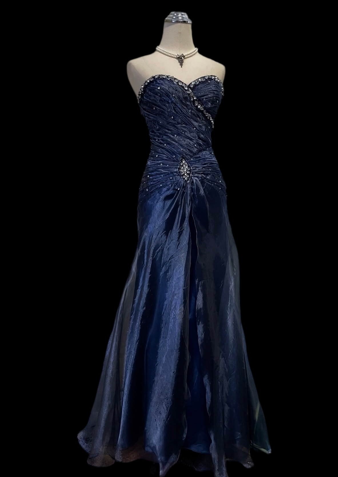 Trägerloses silbernes Vintage-Abendkleid, A-Linie, Geburtstagskleid J9370