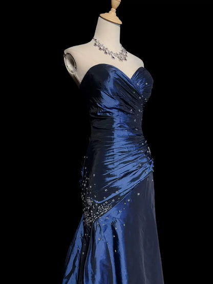 Robe de bal bustier violette en satin avec appliques, robe de soirée formelle J9413