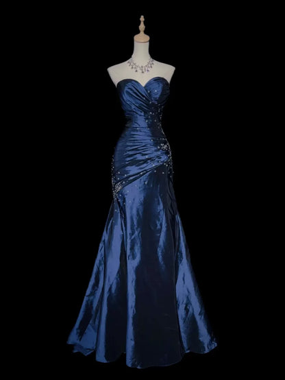 Robe de bal bustier violette en satin avec appliques, robe de soirée formelle J9413