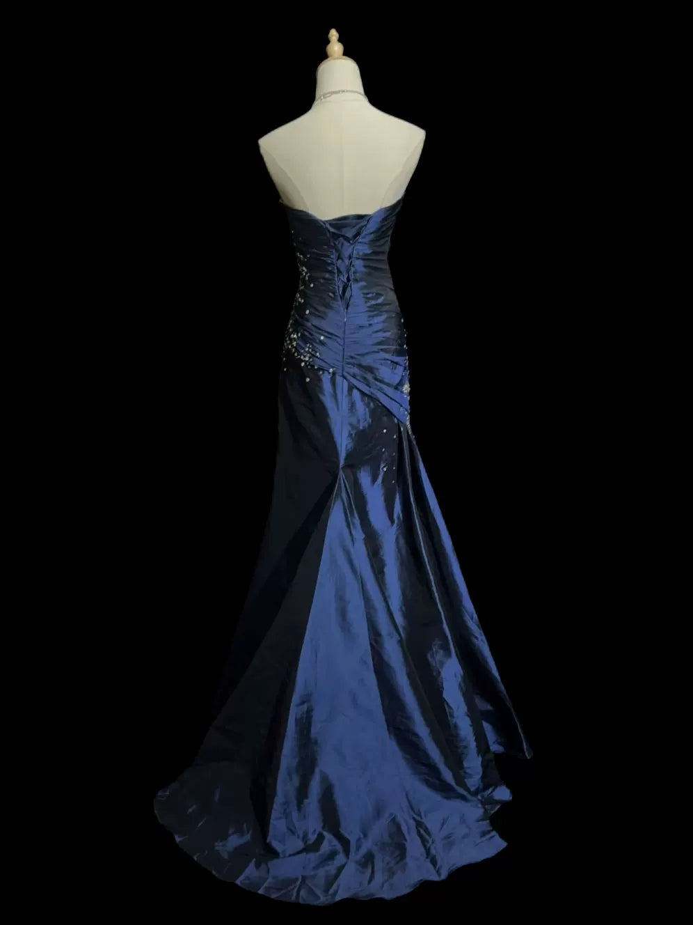 Robe de bal bustier violette en satin avec appliques, robe de soirée formelle J9413