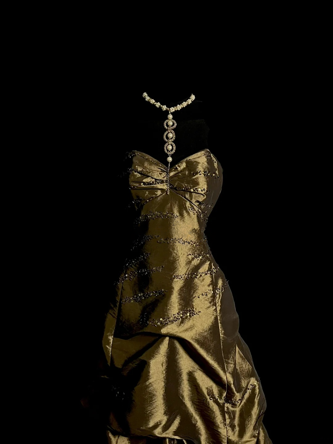 Trägerloses silbernes Vintage-Abendkleid, A-Linie, Geburtstagskleid J9370