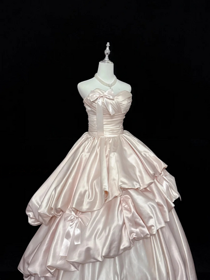 Trägerloses silbernes Vintage-Abendkleid, A-Linie, Geburtstagskleid J9370