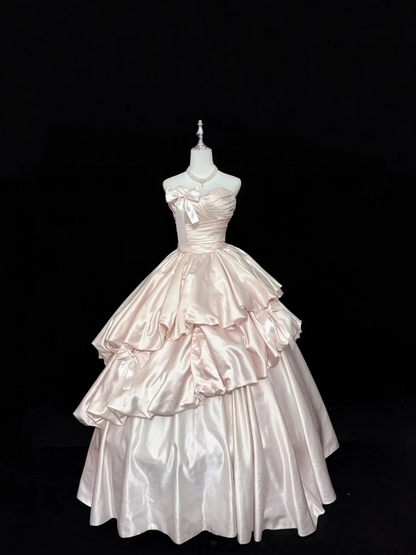Trägerloses silbernes Vintage-Abendkleid, A-Linie, Geburtstagskleid J9370
