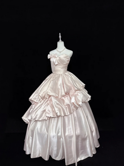 Trägerloses silbernes Vintage-Abendkleid, A-Linie, Geburtstagskleid J9370