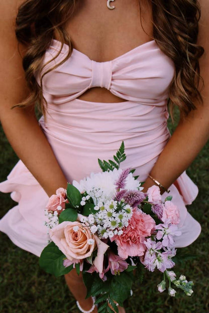Sweetheart Pink Layered Homecoming Dress Ruffled Party Dress  J11267