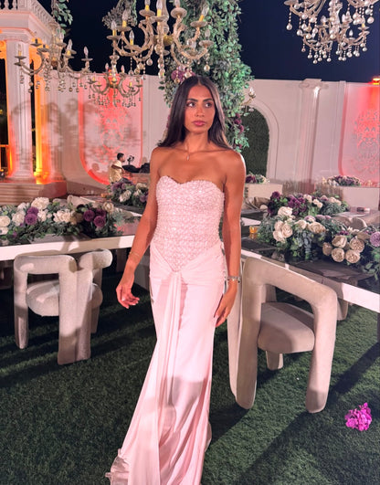 Robe de bal bustier violette en satin avec appliques, robe de soirée formelle J9413