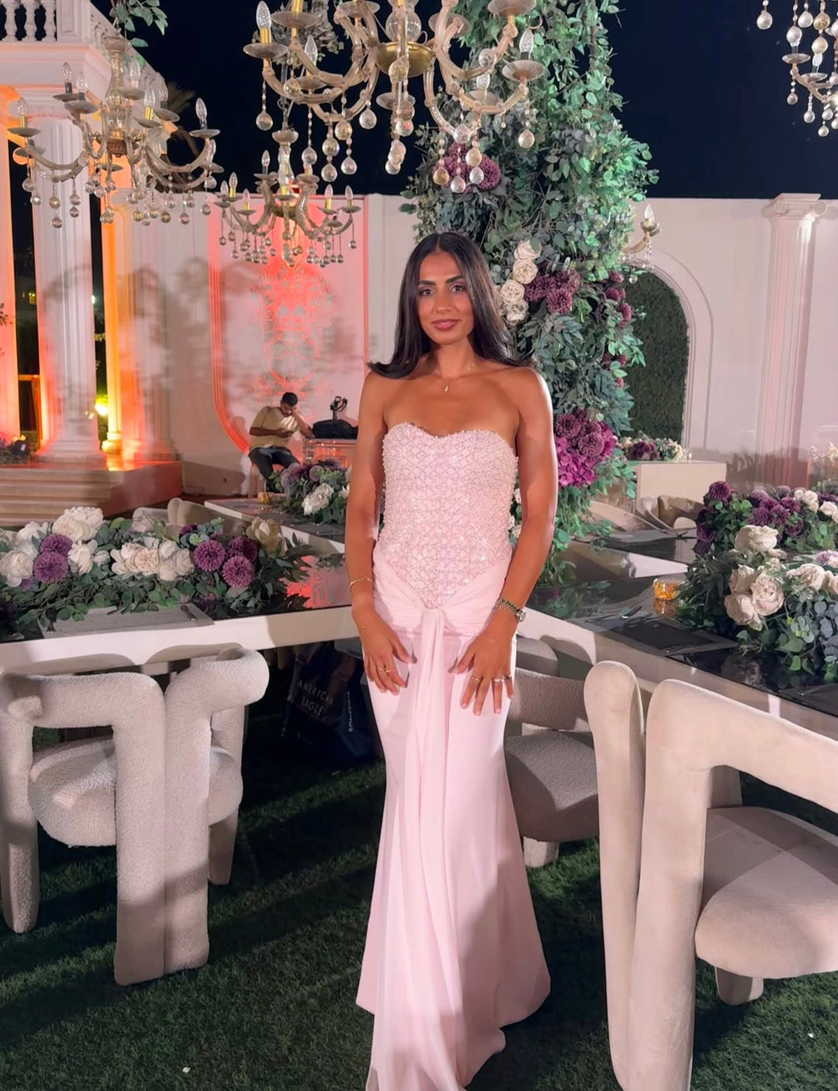 Robe de bal bustier violette en satin avec appliques, robe de soirée formelle J9413