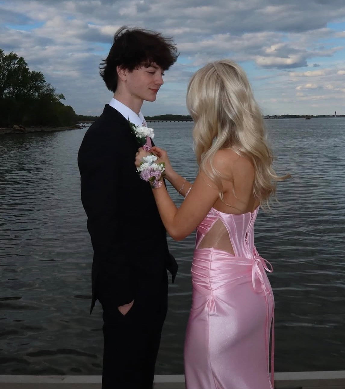 Sweetheart Pink Mermaid Satin Prom Dress With Slit  J10426