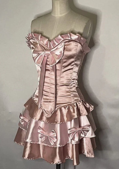 Trägerloses silbernes Vintage-Abendkleid, A-Linie, Geburtstagskleid J9370