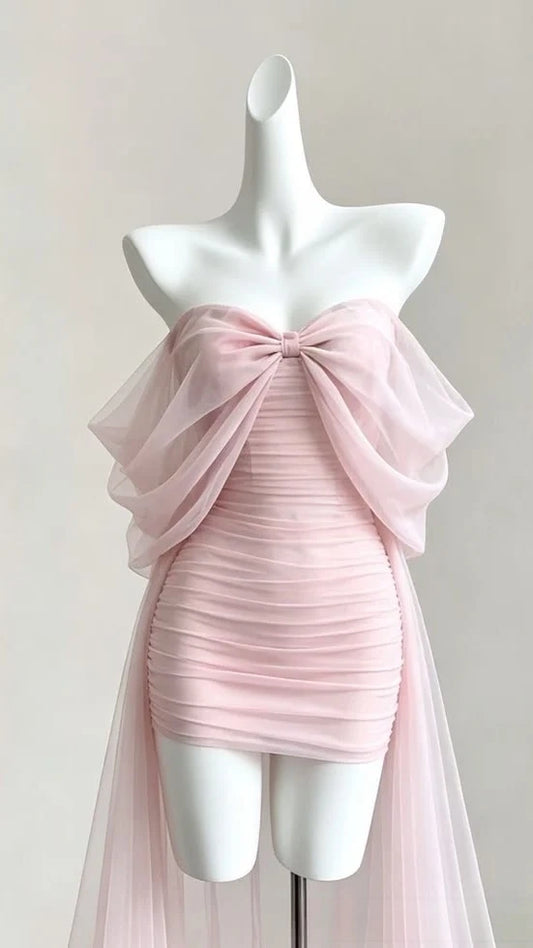 Sweetheart Pink Sheath Birthday Dress Cute Evening Dress  J11714