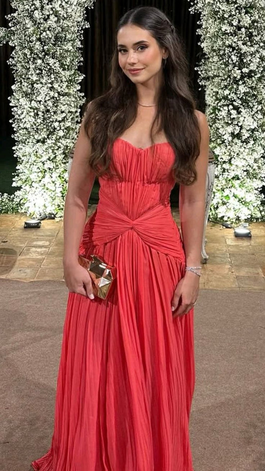 Sweetheart Pleated A Line Formal Wedding Guest Dress  J11686