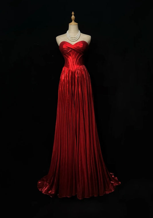 Robe de bal bustier violette en satin avec appliques, robe de soirée formelle J9413