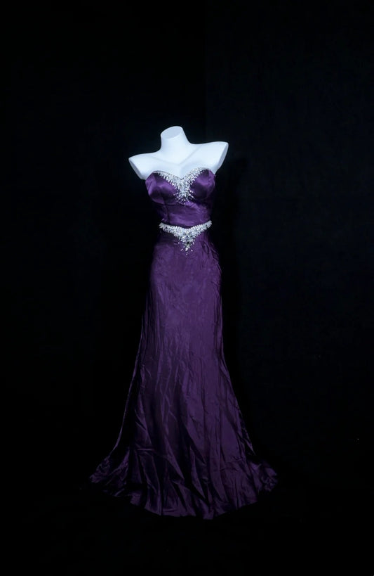 Sweetheart Purple Satin Prom Dress Formal Evening Dress J10379