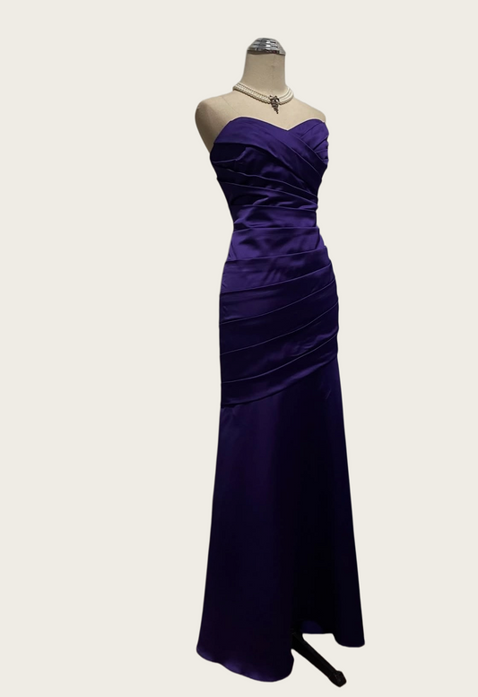 Sweetheart Purple Satin Prom Dress Sheath Evening Dress  J10389