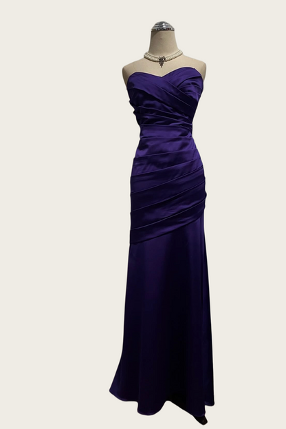 Sweetheart Purple Satin Prom Dress Sheath Evening Dress  J10389