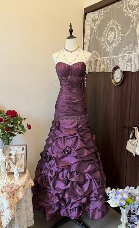 Sweetheart Purple Sheath Retro Formal Prom Dress  J11720