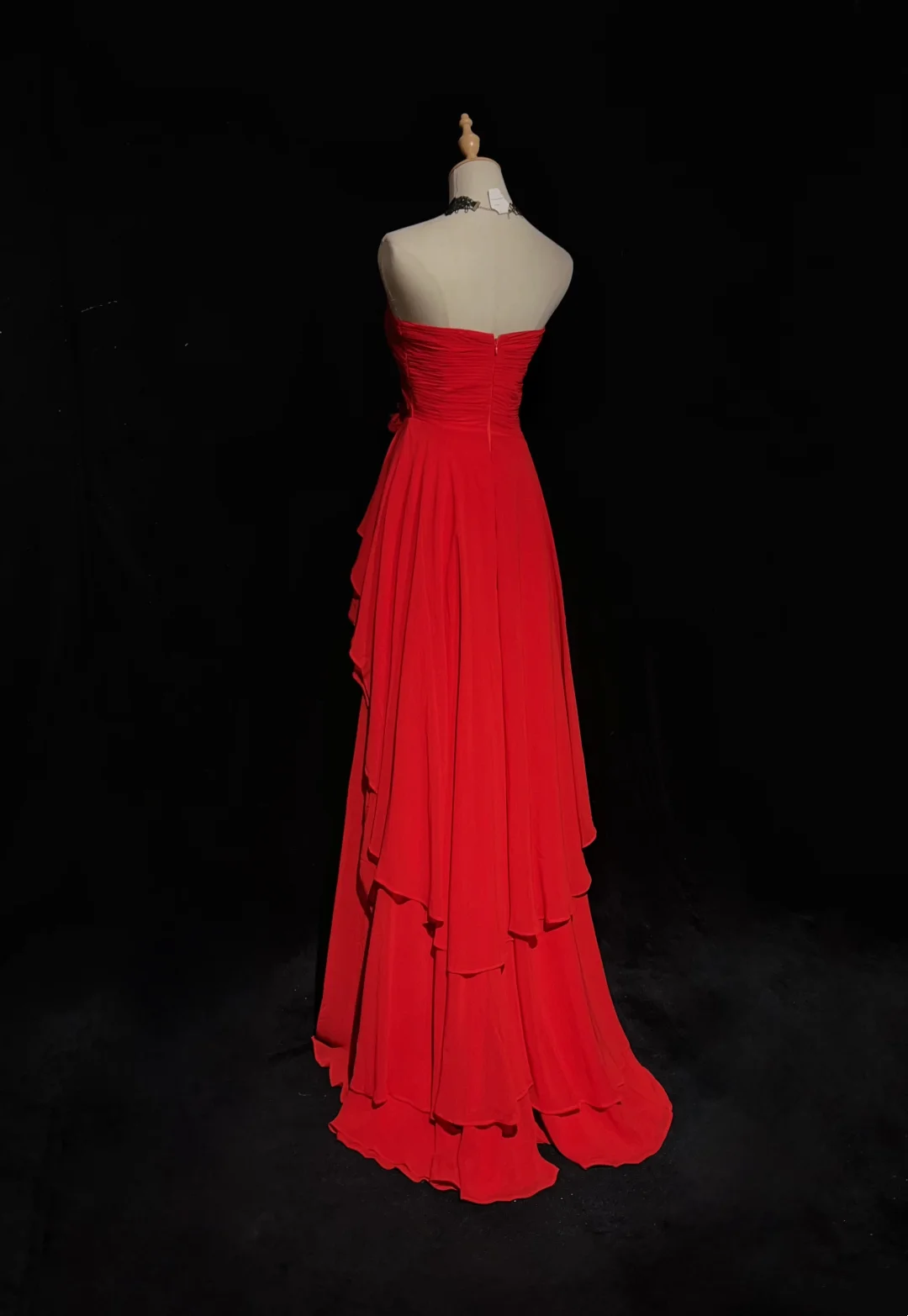Sweetheart Red A Line Chiffon Layered Prom Dress With Appliques J9748