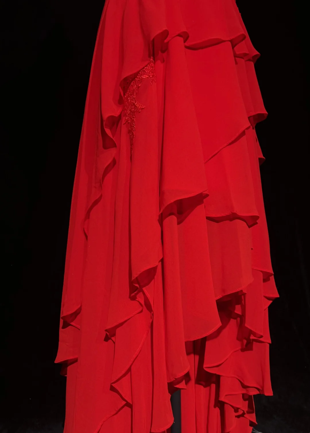 Sweetheart Red A Line Chiffon Layered Prom Dress With Appliques J9748
