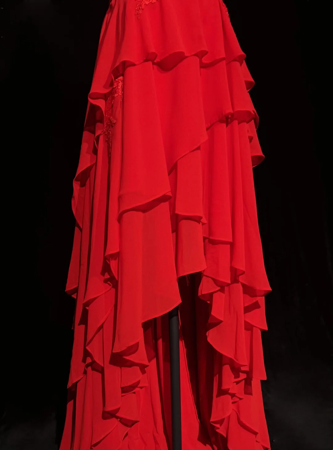 Sweetheart Red A Line Chiffon Layered Prom Dress With Appliques J9748