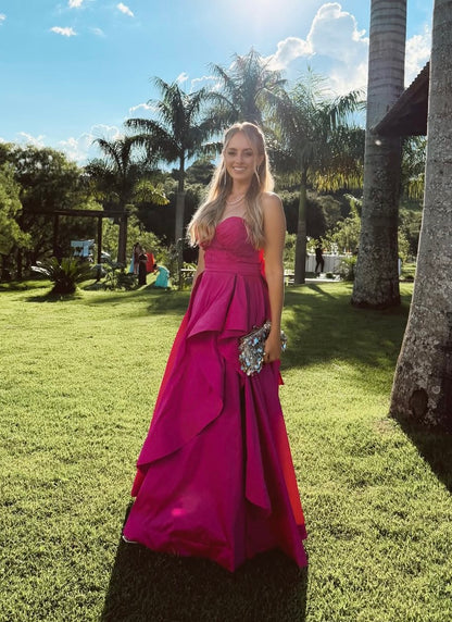 Robe de bal bustier violette en satin avec appliques, robe de soirée formelle J9413
