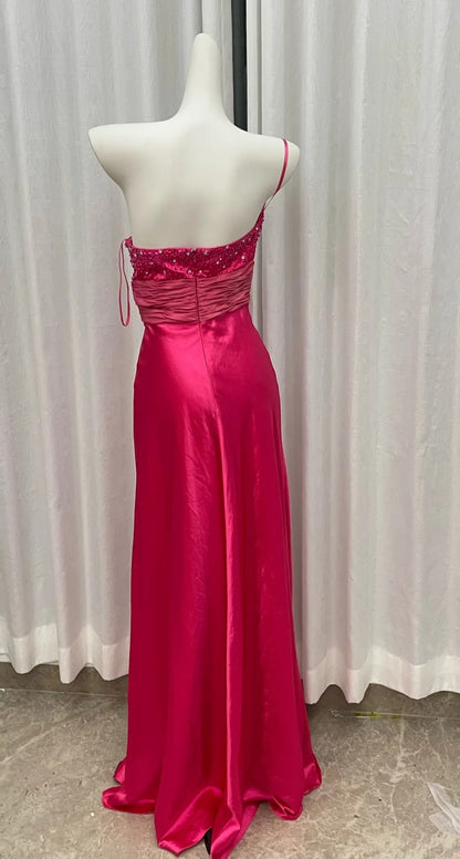Robe de bal bustier violette en satin avec appliques, robe de soirée formelle J9413