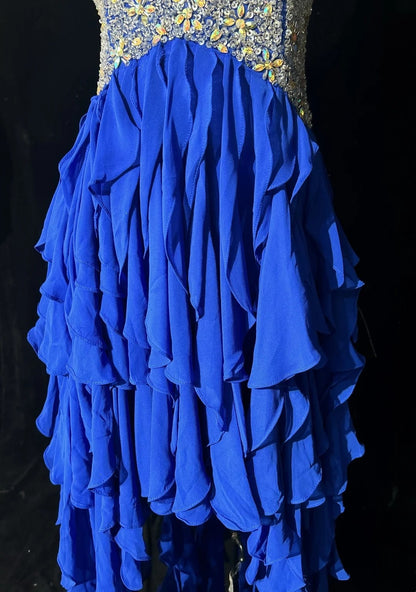 Sweetheart Royal Blue Chiffon Prom Dress Ruffled Birthday Dress  J10574