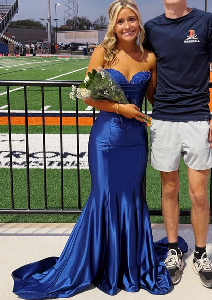 Sweetheart Royal Blue Mermaid Formal Prom Dress  J11973