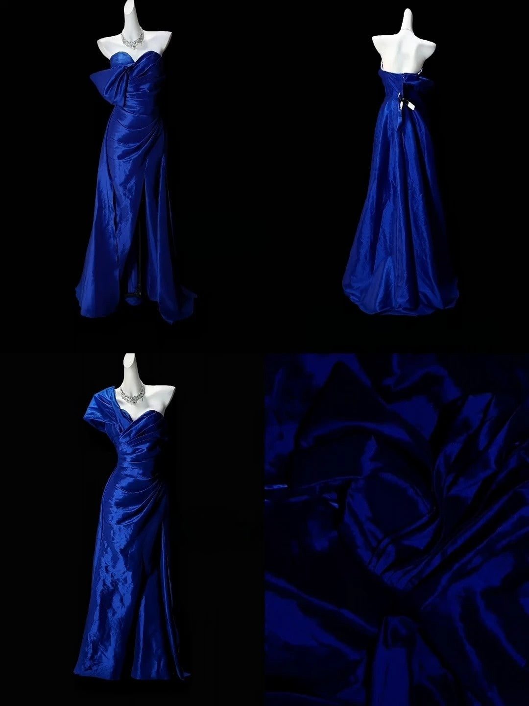 Robe de bal bustier violette en satin avec appliques, robe de soirée formelle J9413