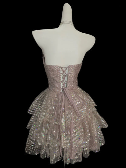 Robe de bal bustier violette en satin avec appliques, robe de soirée formelle J9413