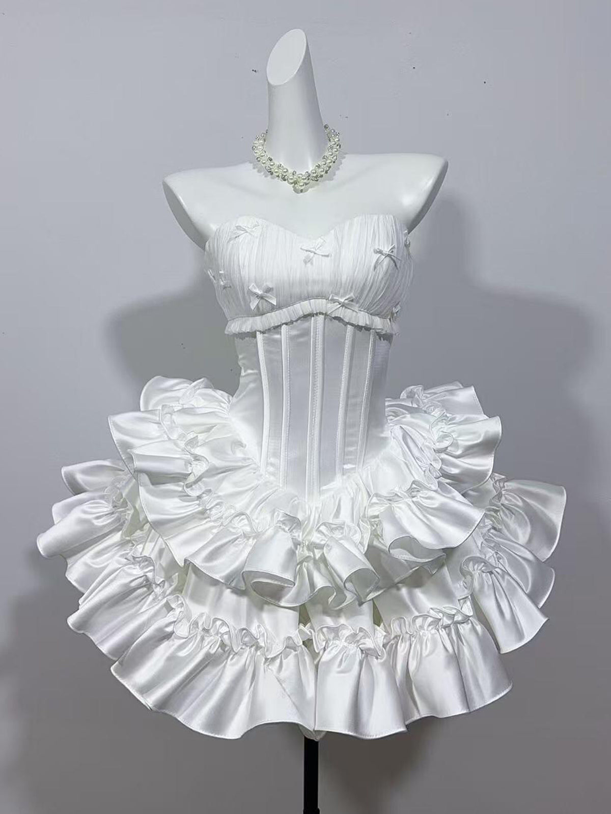 Trägerloses silbernes Vintage-Abendkleid, A-Linie, Geburtstagskleid J9370