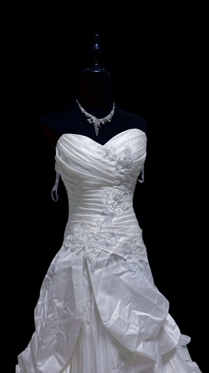 Robe de bal bustier violette en satin avec appliques, robe de soirée formelle J9413