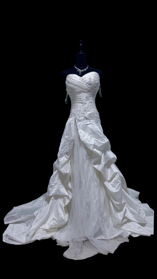 Robe de bal bustier violette en satin avec appliques, robe de soirée formelle J9413