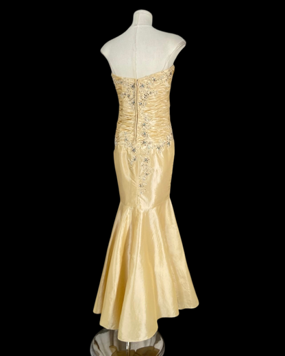 Robe de bal bustier violette en satin avec appliques, robe de soirée formelle J9413