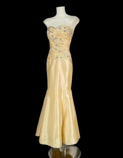 Robe de bal bustier violette en satin avec appliques, robe de soirée formelle J9413