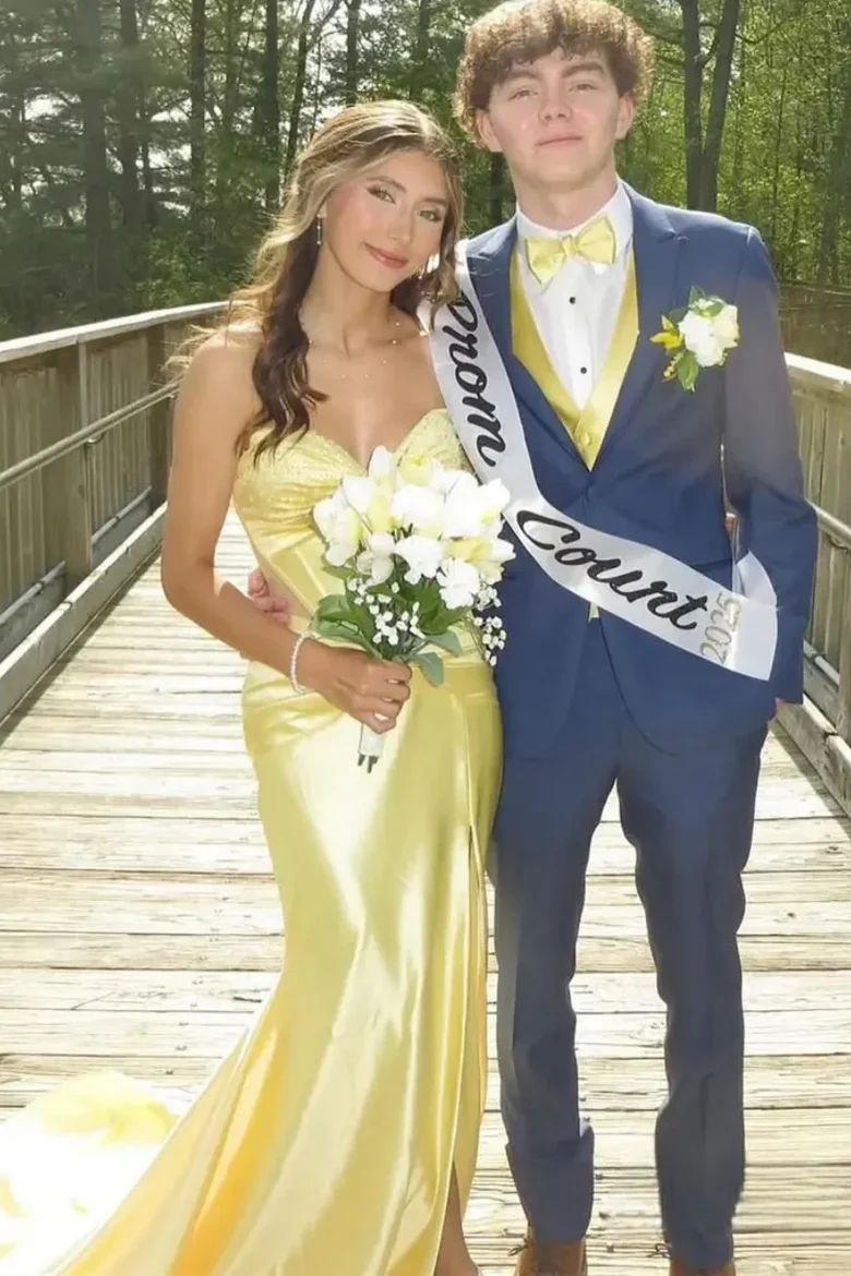 Sweetheart Yellow Strapless Mermaid Long Prom Dress With Slit J9758