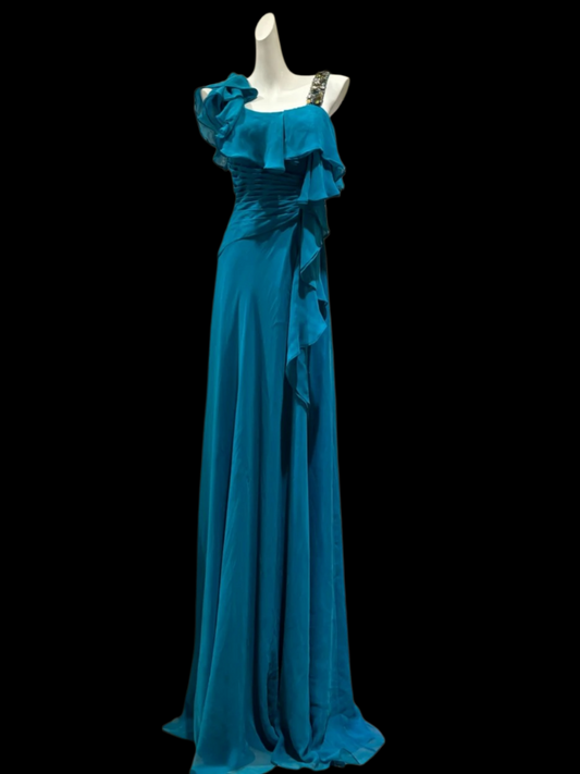 Trägerloses silbernes Vintage-Abendkleid, A-Linie, Geburtstagskleid J9370